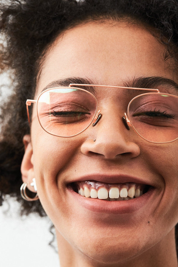 Sheldon Optical / Rose Gold Metal & Blue - Light Lens - Shade Files
